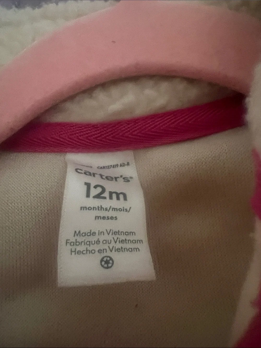 Cozy Cream Sherpa One-Piece with Pink Trim